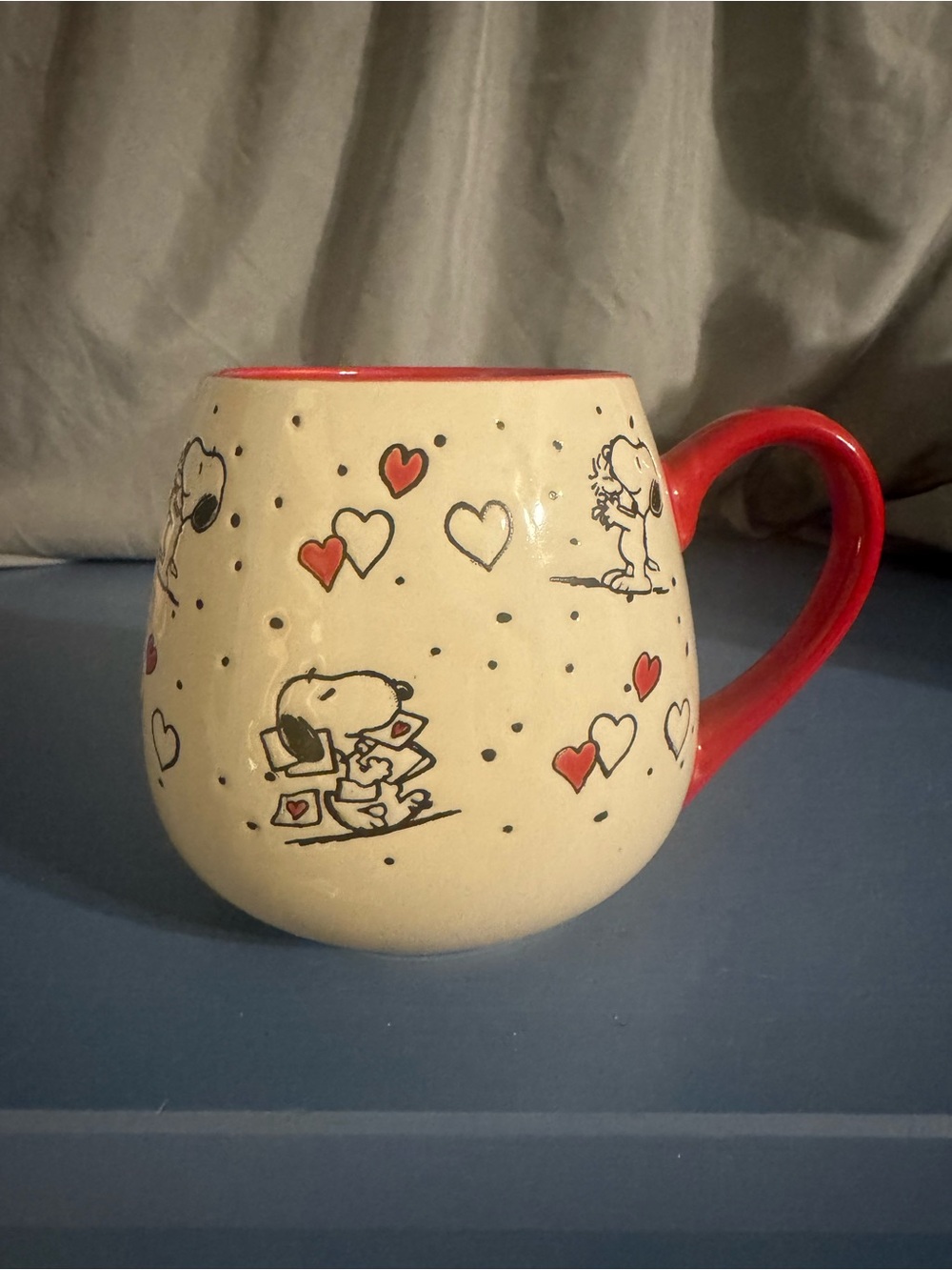 Peanuts Ceramic Mug with Red Handle and Accents